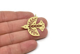 Brass Bird Charm, 2 Raw Brass Bird Shaped Charms With 1 Loop, Leaf Charms (40x35x0.60mm) SMP0071 A3942 A5586