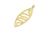 Brass Marquise Charm, 6 Raw Brass Snake Patterned Oval Shaped Charms With 1 Loop (44x15x0.80mm) A4998 A5810