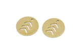 Brass Round Charm, Raw Brass Chevron Charms With 1 Hole, Geometric Findings (12x0.80mm) A5808