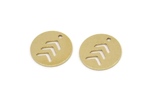 Brass Round Charm, Raw Brass Chevron Charms With 1 Hole, Geometric Findings (12x0.80mm) A5808