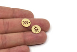 Brass Round Charm, Raw Brass Chevron Charms With 1 Hole, Geometric Findings (12x0.80mm) A5808