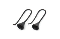 Black Ear Wires, Earring Hooks, 4 Oxidized Black Brass Earring Setting for Pearl,  Brass Findings, Crafts (24mm) BS 1712