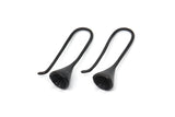 Black Ear Wires, Earring Hooks, 4 Oxidized Black Brass Earring Setting for Pearl,  Brass Findings, Crafts (24mm) BS 1712