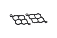 Siyah Etnik Charm, 2 Döngülü 24 Oksitlenmiş Siyah Pirinç Etnik Motif Charm, Küpe Charm'ları, Bağlantı Parçaları (24x12,5x0,60 mm) A4896