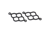 Siyah Etnik Charm, 2 Döngülü 24 Oksitlenmiş Siyah Pirinç Etnik Motif Charm, Küpe Charm'ları, Bağlantı Parçaları (24x12,5x0,60 mm) A4896