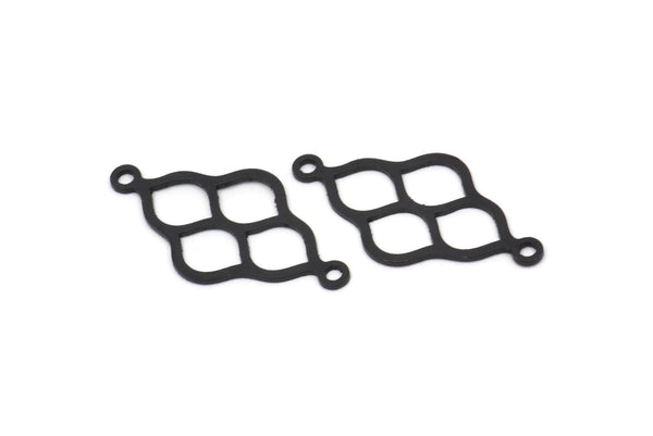 Siyah Etnik Charm, 2 Döngülü 24 Oksitlenmiş Siyah Pirinç Etnik Motif Charm, Küpe Charm'ları, Bağlantı Parçaları (24x12,5x0,60 mm) A4896