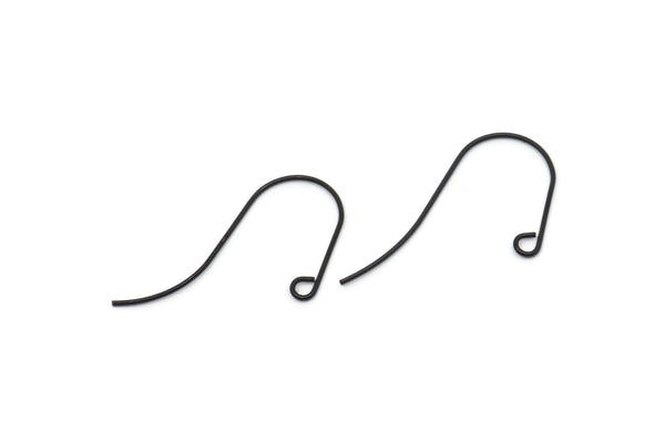 Siyah Küpe Telleri, 1 Döngülü 24 Oksitlenmiş Siyah Pirinç Küpe Telleri (33x13x0,8 mm) BS 2091