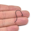 Siyah Küpe Telleri, 1 Döngülü 24 Oksitlenmiş Siyah Pirinç Küpe Telleri (33x13x0,8 mm) BS 2091