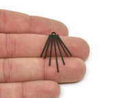 Siyah Tel Charm, 1 Döngülü 2 Oksitlenmiş Siyah Pirinç Tel Charm (33x20x1mm) D1606
