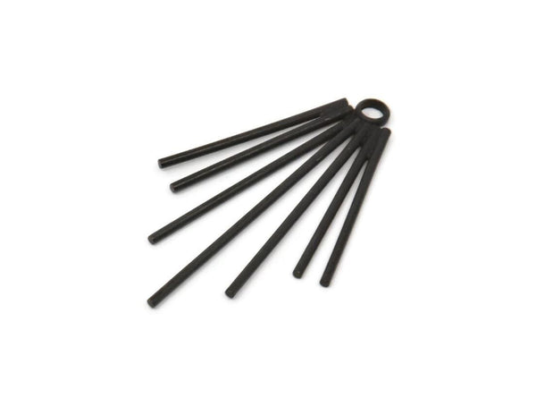 Siyah Tel Charm, 1 Döngülü 2 Oksitlenmiş Siyah Pirinç Tel Charm (33x20x1mm) D1606