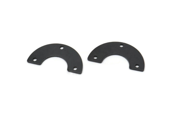 Siyah Geometrik Kolye, 3 Delikli 12 Oksitlenmiş Siyah Pirinç Yarım Daire, Bağlantı Elemanları, Takılar, Bulgular (19x10x5x0,80 mm) D1521