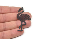 Siyah Flamingo Tılsımı, 1 Halkalı 6 Oksitlenmiş Siyah Pirinç Flamingo Tılsımı, Bulgular (59x30x0,30 mm) D1694
