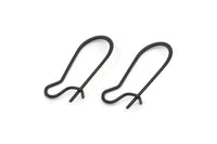 Black Earring Wire, 24 Oxidized Black Brass Earring Wires, Earring Hooks (21x10x0.70mm) D1713