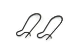 Black Earring Wire, 24 Oxidized Black Brass Earring Wires, Earring Hooks (21x10x0.70mm) D1713