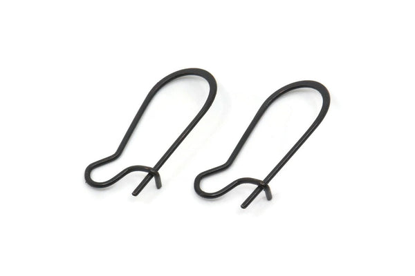Black Earring Wire, 24 Oxidized Black Brass Earring Wires, Earring Hooks (21x10x0.70mm) D1713