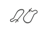 Black Earring Wire, 24 Oxidized Black Brass Earring Wires, Earring Hooks (21x10x0.70mm) D1713