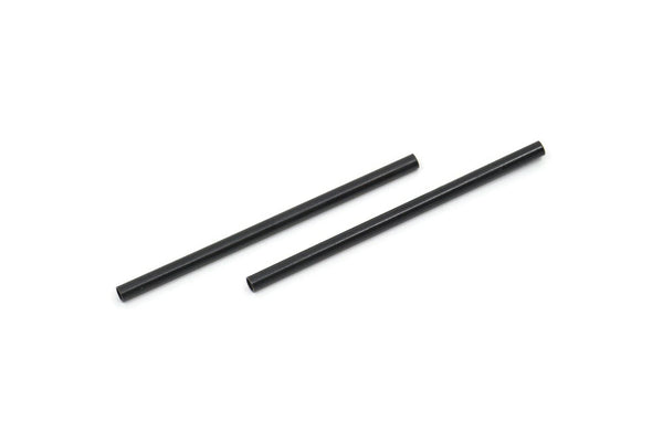 Black Plain Tubes, 24 Oxidized Black Brass Tube Beads (2x40mm) Bs 1435 S002