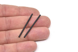 Black Plain Tubes, 24 Oxidized Black Brass Tube Beads (2x40mm) Bs 1435 S002