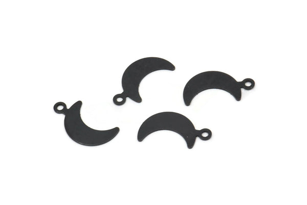 Siyah Ay Tılsımı, 50 Oksitlenmiş Siyah Pirinç Ay Tılsımı, bulgular (14x6mm) Brs 785 A0303