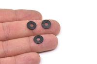 Siyah Daire Charm, 1 Delikli 24 Oksitlenmiş Siyah Pirinç Daire Charm, Bulgular (10x0,80 mm) M038