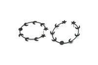 Siyah Ay Küpe, 2 Oksitlenmiş Siyah Pirinç Ay Evreleri Küpe (51x1,2 mm) D1597