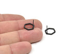 Siyah Altıgen Küpe, 8 Oksitlenmiş Siyah Pirinç Altıgen Küpe (12x1,5 mm) D1543