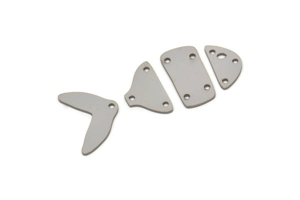 Steel Fish Charm, Stainless Steel Fish Charm With Holes, Connector Parts, Fish Dangle, Fish Findings (39x17x0.80mm) SMP2549