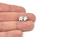 Steel Footprint Charm, Stainless Steel Foot Shaped Charms With 1 Loop, Heart Findings, Charm Pendants (18/28x0.80mm) SMP2491