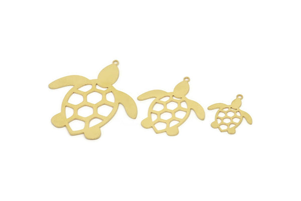 Brass Turtle Charm, Raw Brass Turtle Shaped Charms With 1 Loop, Earring Charm Findings (20/30/40x0.60mm) SMP2492