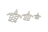 Steel Turtle Charm, Stainless Steel Turtle Shaped Charms With 1 Loop, Earring Charm Findings (20/30/40x0.80mm) SMP2492