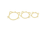 Brass Cat Charm, Raw Brass Cat Charms With 1 Loop, Cat Findings, Animal Jewelry (20/25/30x0.60mm) SMP2493
