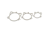Steel Cat Charm, Stainless Steel Cat Charms With 1 Loop, Cat Findings, Animal Jewelry (20/25/30x0.80mm) SMP2493