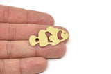 Brass Fish Charm, Raw Brass Fish Charms With 1 Loop, Clown Fish Findings, Tropical Fish Charm (13/19/24x0.60mm) SMP2495