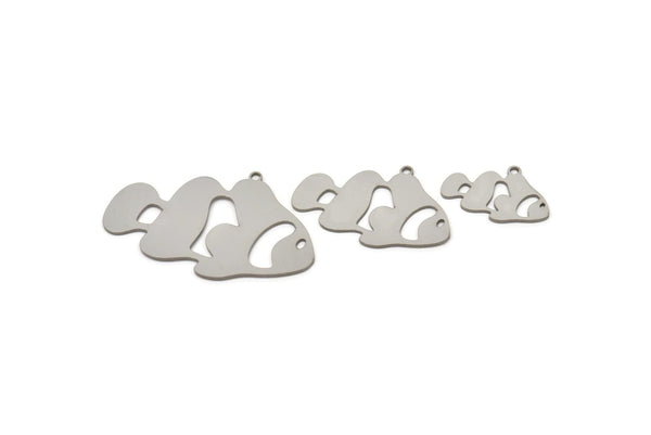 Steel Fish Charm, Stainless Steel Fish Charms With 1 Loop, Clown Fish Findings, Tropical Fish Charm  (13/19/24x0.80mm) SMP2495