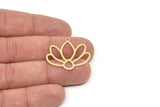 Brass Flower Charm, Raw Brass Lotus Flower Charms With 1 Loop, Findings (17/25x0.60mm) SMP2496 Y096