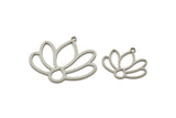 Steel Lotus Charm, Stainless Steel Lotus Flower Charms With 1 Loop, Findings (17/25x0.80mm) SMP2496
