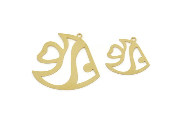 Brass Fish Charm, Raw Brass Fish Charms With 1 Loop, Fish Findings, Tropical Fish Charm (20/30x0.60mm) SMP2497
