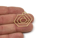 Brass Geometric Charm, Raw Brass Irregular Charms With 1 Loop, Hexagon Charm, Charm Earrings (30x32x0.80mm) SMP2558