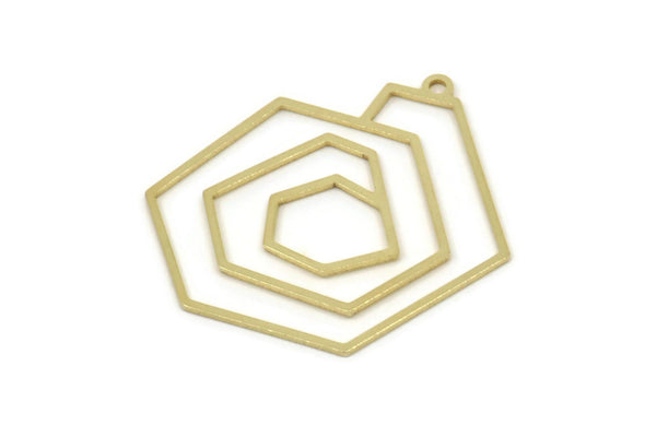 Brass Geometric Charm, Raw Brass Irregular Charms With 1 Loop, Hexagon Charm, Charm Earrings (30x32x0.80mm) SMP2558