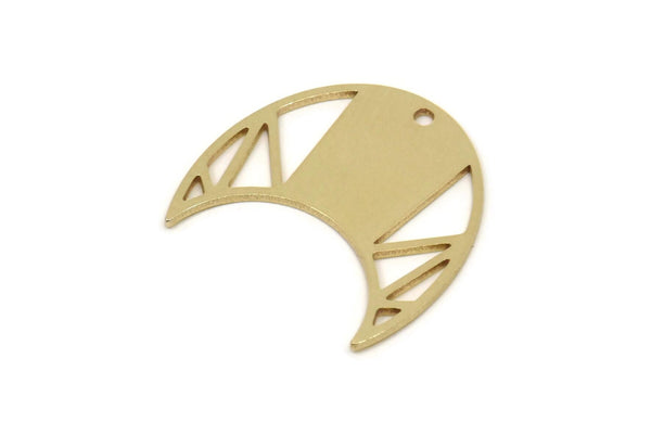 Brass Moon Charm, Raw Brass Crescent Moon Charms With 1 Hole, Findings (20.5x21x0.80mm) SMP2560