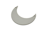Steel Moon Charm, Stainless Steel Crescent Moon Charms With 2 Holes, Blanks, Findings (29x22x0.80mm) SMP2563