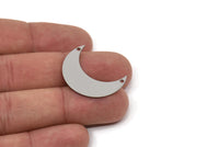 Steel Moon Charm, Stainless Steel Crescent Moon Charms With 2 Holes, Blanks, Findings (29x22x0.80mm) SMP2563