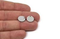 Steel Round Charm, Stainless Steel Round Charms With 1 Hole, Geometric Findings (12x0.80mm) SMP2571