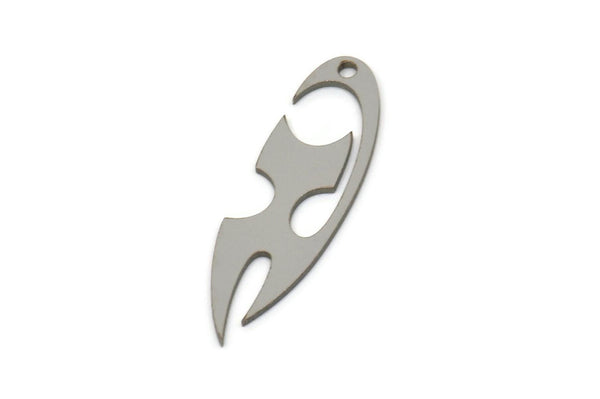 Steel Cat Charm, Stainless Steel Cat Charms With 1 Hole, Findings (30x9x0.80mm) SMP2576