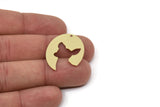 Brass Oval Charm, Raw Brass Dog Patterned Oval Shaped Charms With 1 Hole, Animal Jewelry, Chihuahua Charms, Findings (30x23x0.60mm) SMP2580