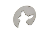 Steel Oval Charm, Stainless Steel Dog Patterned Oval Shaped Charms With 1 Hole, Animal Jewelry, Chihuahua Charms (30x23x0.80mm) SMP2580