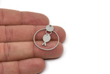 Steel Round Charm, Stainless Steel Fish Patterned Round Shaped Charms With 1 Hole, Geometric Findings (30x25x0.80mm) SMP2582