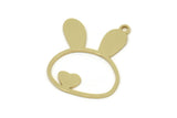 Brass Rabbit Charm, Raw Brass Rabbit Charms With 1 Loop, Heart Charm, Bunny Findings (25x18.5x0.80mm) SMP2585