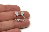 Steel Rabbit Charm, Stainless Steel Rabbit Charms With 1 Loop, Heart Charm, Bunny Findings (25x18.5x0.80mm) SMP2585