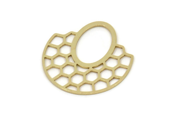 Brass Geometric Charm, Raw Brass Oval Charms, Hexagon Charms, Earring Charm, Findings (25x25x0.80mm) SMP2586